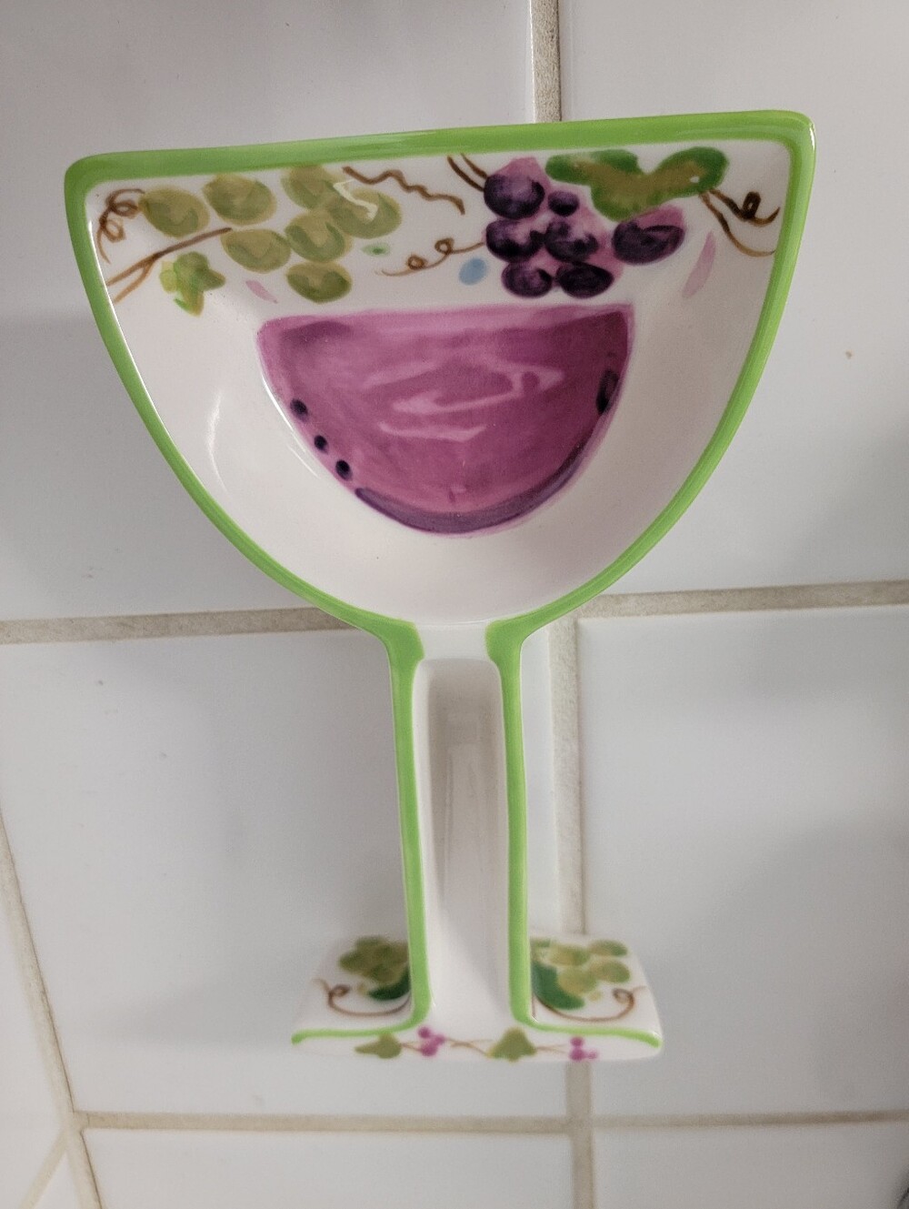 Green & Purple Olive Dish Shaped Like a Martjni Glass